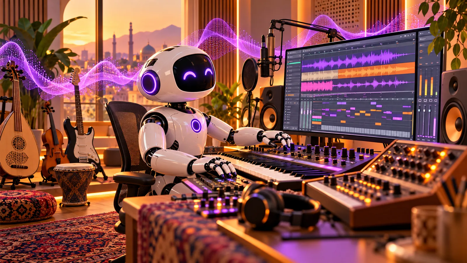 استودیوی موسیقی هوش مصنوعی Suno با ساز، موج صدا، MIDI و گوینده مجازی