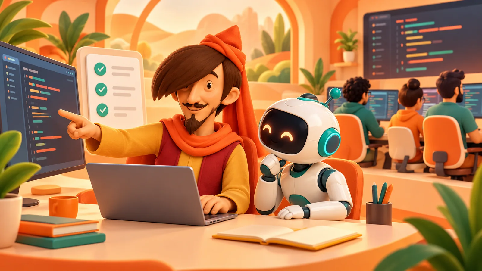 کاراکتر مفردشاپ در کابین برنامهنویسی دونفره بدون لوگوی GitHub